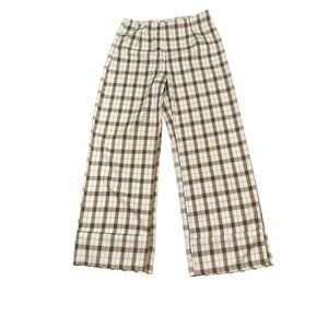 Princess Polly Size 10 Plaid Wide Leg Pants Beige Brown Black High Rise
